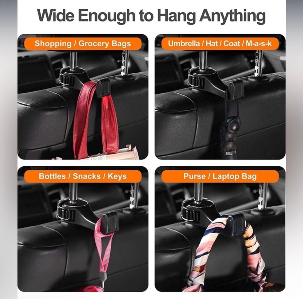 2 in 1 Car Seat Bag Hooks w/ Phone Holder，Headrest Purse Handbag Holder …